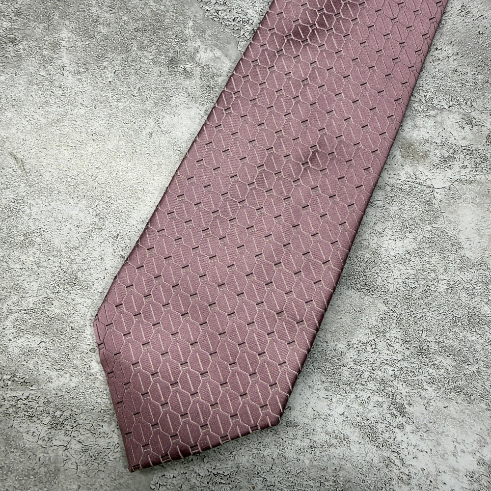 Calvin Klein Silk Tie Mens One Size Pink Geometric Made‎ In China Necktie